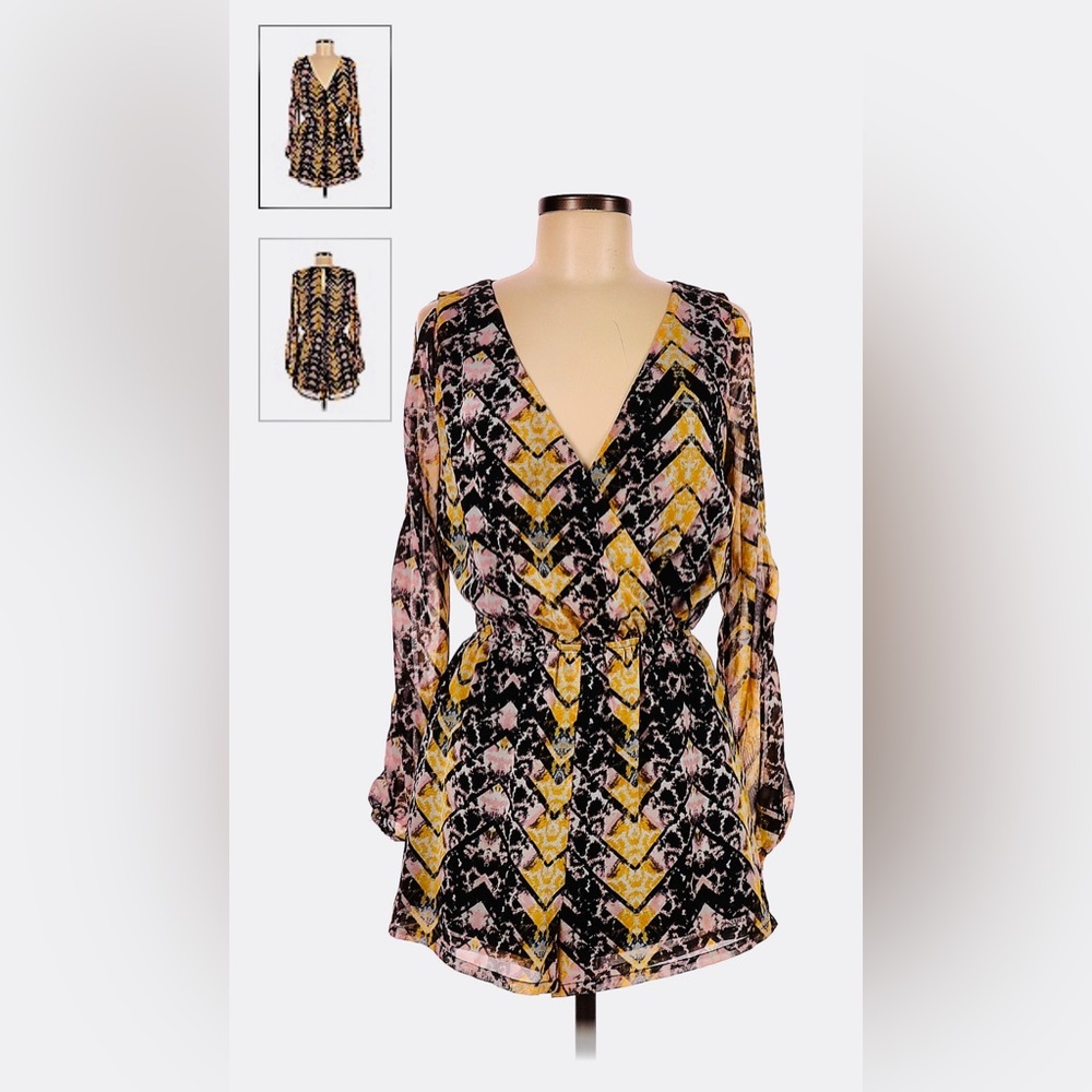 Material Girl Women Romper V-neck long sleeves